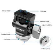 PULUZ Mini 180 Derece Döner Tripod Top Başlık Soğuk Ayakkabı Adaptörü Gri - 3