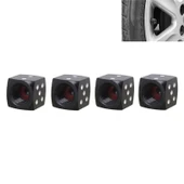 Evrensel 8mm Zar Modeli Alüminyum Alaşımlı Araba Lastik Sibop Kapağı 4lü Siyah - 1