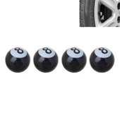 Evrensel 8mm Amerikan Bilardo No8 Topu Stil Plastik Araba Lastik Sibop Kapağı 4lü Siyah - 1