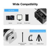 PULUZ Mini 180 Derece Döner Tripod Top Başlık Soğuk Ayakkabı Adaptörü Gri - 5