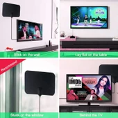 AN-1001 Modeli 5dBi 25dBi İç Mekan HDTV Anteni Çift Taraflı Yapışkanlı Siyah VHF170-230 UHF470-862MHz - 7