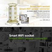 VONETS WiFi-SB-L3 3 Katmanlı 8 Prizli 2 USB Portlu RJ45 Girişli 300Mbps WiFi Tekrarlayıcı Akıllı Priz EU Fiş 2m Kablo Altın Renk - 7