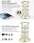 VONETS WiFi-SB-L3 3 Katmanlı 8 Prizli 2 USB Portlu RJ45 Girişli 300Mbps WiFi Tekrarlayıcı Akıllı Priz EU Fiş 2m Kablo Altın Renk - 11