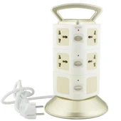 VONETS WiFi-SB-L3 3 Katmanlı 8 Prizli 2 USB Portlu RJ45 Girişli 300Mbps WiFi Tekrarlayıcı Akıllı Priz EU Fiş 2m Kablo Altın Renk - 4