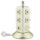VONETS WiFi-SB-L3 3 Katmanlı 8 Prizli 2 USB Portlu RJ45 Girişli 300Mbps WiFi Tekrarlayıcı Akıllı Priz EU Fiş 2m Kablo Altın Renk - 2