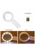 Bosile 30x Büyütme 107mm Özel Çift Cam 12 Led Işıklı Büyüteç - 3