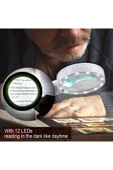 Bosile 30x 95 Mm Çift Hd Optik Cam Lens El Büyüteç 1 Uv 12 Led Işıklı - 2