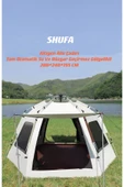 SHUFA Tam Otomatik Su Ve Rüzgar Geçirmez Gölgelikli Altıgen Aile Çadırı 280x240x155 Cm Bej - 1
