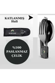 Nurcamp Katlanır Kaşık Çatal Bıçak Tirbuşon 4 Fonksiyon Seti - 3