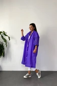Butik Gardrop Kadın Mor Çıt Çıt Detay Şeffaf Yağmurluk - 4
