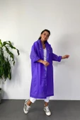 Butik Gardrop Kadın Mor Çıt Çıt Detay Şeffaf Yağmurluk - 5