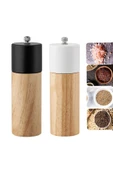 Bosile Ahşap Baharat Karabiber Tuz Öğütücü Değirmen Tuzluk Baharatlık 16 Cm 2'li Set Meşe Ağacı - 4