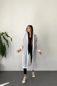 Butik Gardrop Kadın Beyaz Çıt Çıt Detay Şeffaf Yağmurluk - 1