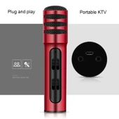 BGN C7 Kondenser Mikrofon Kırmızı Çift Kanallı Mobil Telefon Karaoke Canlı Performans Mikrofonu Dahili Ses Kartı - 4
