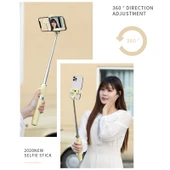 M01S Bluetooth Kumandalı Çift Dolgu Işıklı Tripodlu Selfie Çubuğu Siyah - 5