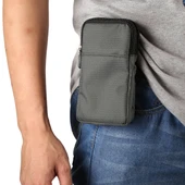 Evrensel Çok Fonksiyonlu Ekose Dokulu Çift Katmanlı Fermuarlı Spor Bel ve Omuz Çantası Gri 16.5x9x3 cm - 8