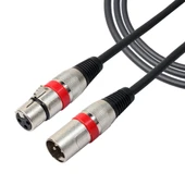 3 Metre Kırmızı 3 Pin XLR Erkek Kadın Mikrofon Kalkanlı Kablo - 1