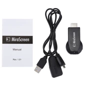 MiraScreen Kablosuz WiFi Ekran Alıcısı Miracast AirPlay DLNA Destekli Siyah 2si1 USB Kablolu - 6