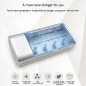 AC 100-240V 4 Yuvalı AA AAA C D Boyutlu Pil Şarj Cihazı EU Priz - 5