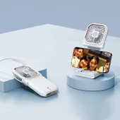 F30 Beyaz Taşınabilir USB Şarjlı Katlanabilir Sessiz Boyun ve Masaüstü El Vantilatörü - 1