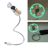 Mini Dayanıklı USB Saatli Esnek LED Işıklı Vantilatör DC 5V - 1