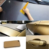 Araba Dekoratif 3D Karbon Fiber PVC Sticker Sarı 127cm x 50cm - 5