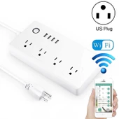 4 USB Portlu 4 US Prizli WiFi Akıllı Güç Prizi Alexa ve Google Home Uyumlu US Priz - 1