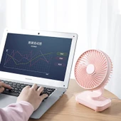 D606 4W USB Şarjlı Taşınabilir Masaüstü Vantilatör Pembe Dört Hız Ayarlı - 7