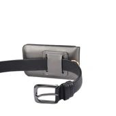 Gri Erkek Telefon Bel Çantası Deri Çift Bölmeli Lambskin Dokulu Büyük Boy - 7
