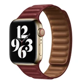 Apple Watch Deri Kordon - Bordo - Ultra 49mm ve Serisi 9 8 7 45mm SE 3 2 6 5 4 44mm 3 2 1 42mm Uyumlu - 2