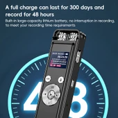 ZD43B Yönlü Çift Mikrofonlu Akıllı Gürültü Engelleme Ses Kaydedici 64GB Siyah - 7