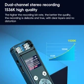ZD43B Yönlü Çift Mikrofonlu Akıllı Gürültü Engelleme Ses Kaydedici 64GB Siyah - 6