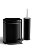 SAS Banyo Aksesuar Takımı 7 Li Set 3 Litre Pedallı Çöp Kovası Wc Fırçası Siyah - 2