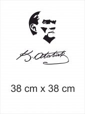 Atatürk ve İmza Dekoratif Duvar Sticker. Mavi (38x38 cm) - 2