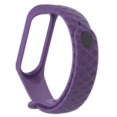 Xiaomi Mi Band 3 4 Uyumlu Mor Silikon Saat Kayışı 23cm Elmas Dokulu - 1