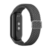 Xiaomi Mi Band 8 Ayarlanabilir Gri Naylon Örgü Esnek Saat Kayışı - 1