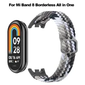Xiaomi Mi Band 8 Ayarlanabilir Gri Naylon Örgü Esnek Saat Kayışı - 2