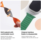 Apple Watch Ultra 49mm Manyetik Silikon Kordon Kahve Siyah - 6