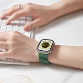Apple Watch Ultra 49mm Manyetik Silikon Kordon Kahve Siyah - 8