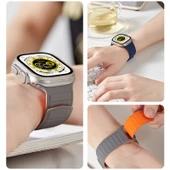 Apple Watch Ultra 49mm Manyetik Silikon Kordon Kahve Siyah - 7