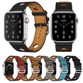 Apple Watch Deri Kordon Gri - Seri 7 45mm 6 SE 5 4 44mm 3 2 1 42mm Uyumlu - 5