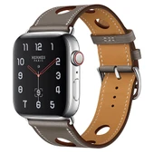 Apple Watch Deri Kordon Gri - Seri 7 45mm 6 SE 5 4 44mm 3 2 1 42mm Uyumlu - 1