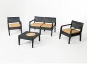 Lüx Sofia 4 Kişilik Minderli Sehpalı Raddan Bahçe Balkon Teras Ergonomik  Oturma Grubu 2 +1+1 - 3