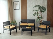 Lüx Sofia 4 Kişilik Minderli Sehpalı Raddan Bahçe Balkon Teras Ergonomik  Oturma Grubu 2 +1+1 - 4