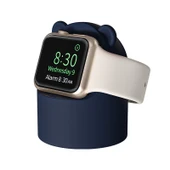 Apple Watch Silikon Şarj Tutucu Koyu Mavi - 1
