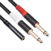 3.5mm Dişi to 2 x 6.35mm Erkek Stereo Ses Kablosu 30cm - 2
