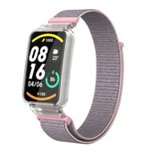 Xiaomi Mi Band 7 Pro Entegre PC Koruyucu Kılıf ve Pembe Naylon Döngü Saat Kayışı - 1