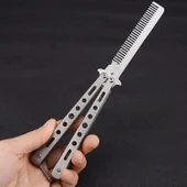 Metal Kelebek Şeklinde Çelik Tarak Saç Şekillendirici Tarak Taşınabilir - Gümüş Renk Kelebek Tarak - 3