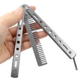 Metal Kelebek Şeklinde Çelik Tarak Saç Şekillendirici Tarak Taşınabilir - Gümüş Renk Kelebek Tarak - 6