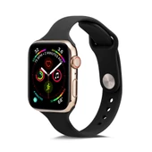 Apple Watch 5 4 40mm ve 3 2 1 38mm Ince Siyah Silikon Saat Kayışı - 1